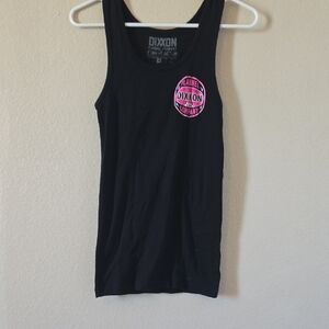 DIXXON Black Tank Top with Hot Pink Chest Emblem